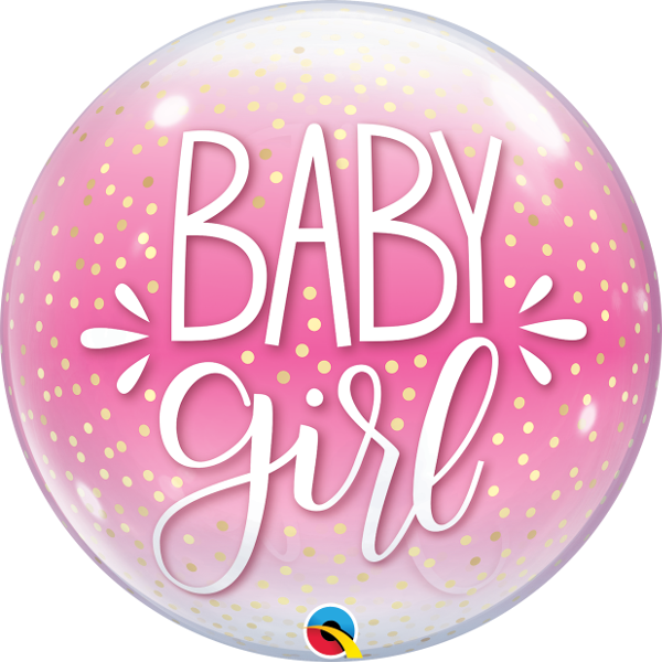 Single Bubble Ballon - Motiv Baby Girl rosa - XL -...