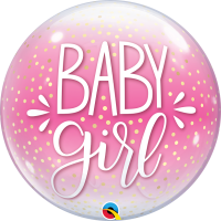 Single Bubble Ballon - Motiv Baby Girl rosa - XL - 56cm/0,04m³