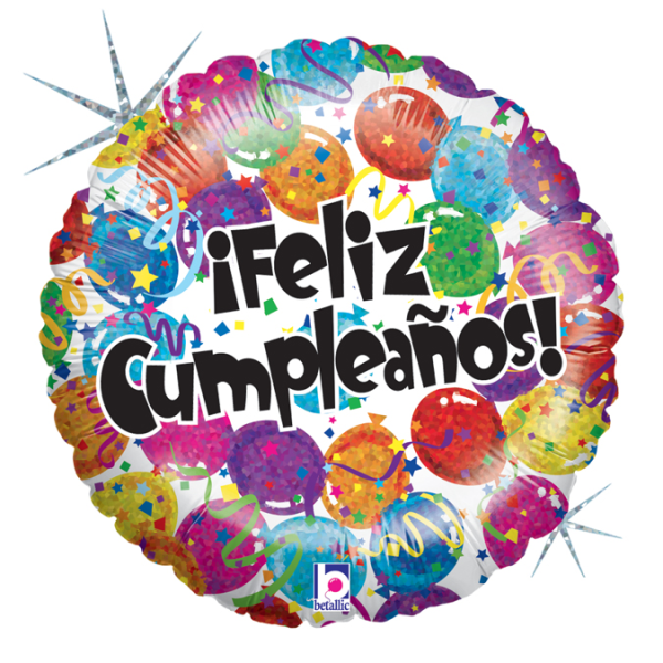 Folienballon - Motiv Feliz Cumpleanos Holographic - S -...