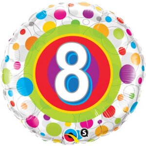 Folienballon - Motiv Zahl 8 Bunte Punke - S - 45 cm /...