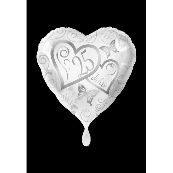 Folienballon - Motiv Herzen 25 Jahre - XS - 45 cm / 0,02...