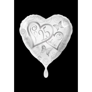 Folienballon - Motiv Herzen 25 Jahre - XS - 45 cm / 0,02...