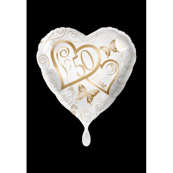 Folienballon - Motiv Zahl  50 Jahre Herzen gold - S - 45...