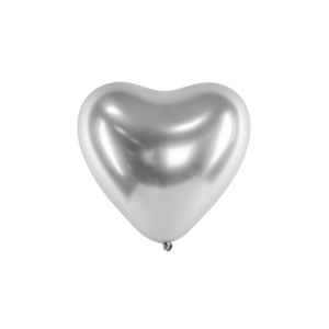 Herzballon glossy-silber- L/Latex - 30cm/0,02m³