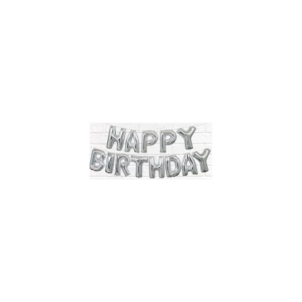 Folienballon - Buchstaben - Set Happy Birthday silber -...