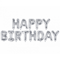 Folienballon - Buchstaben - Set Happy Birthday silber - 40 cm / Luft
