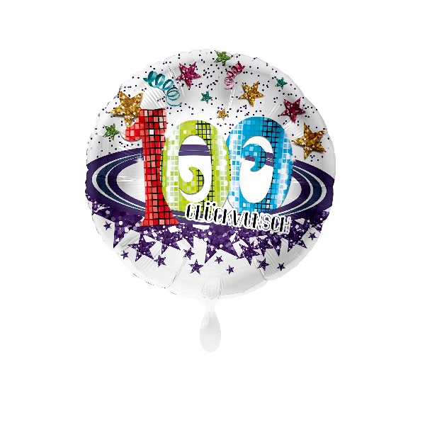 Folienballon - Motiv Zahl 100 Glückwunsch - S - 45 cm / 0,02 m³