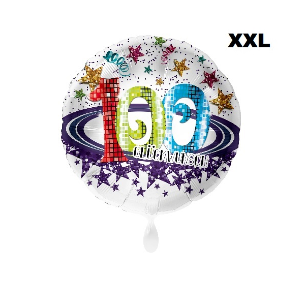 Folienballon - Motiv Zahl 100 Glückwunsch - XXL - 72 cm / 0,07 m³