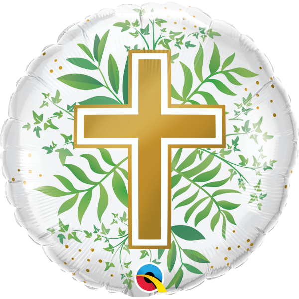 Folienballon - Motiv Golden Cross & Greenery - S - 45...