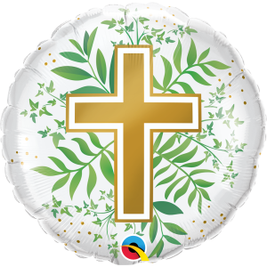 Folienballon - Motiv Golden Cross & Greenery - S - 45...