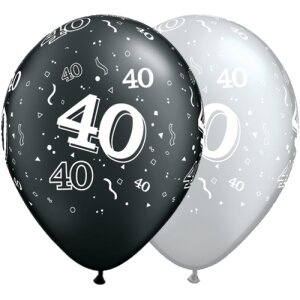 Latexballon - Motiv Zahl 40, schwarz/silber