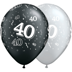 Latexballon - Motiv Zahl 40, schwarz/silber