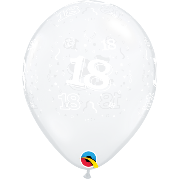 Latexballon Motiv Zahl 18, transparent