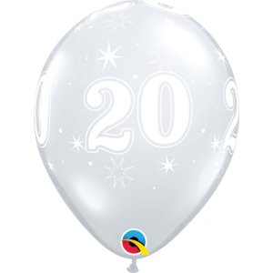 Latexballon Motiv Zahl 20, transparent