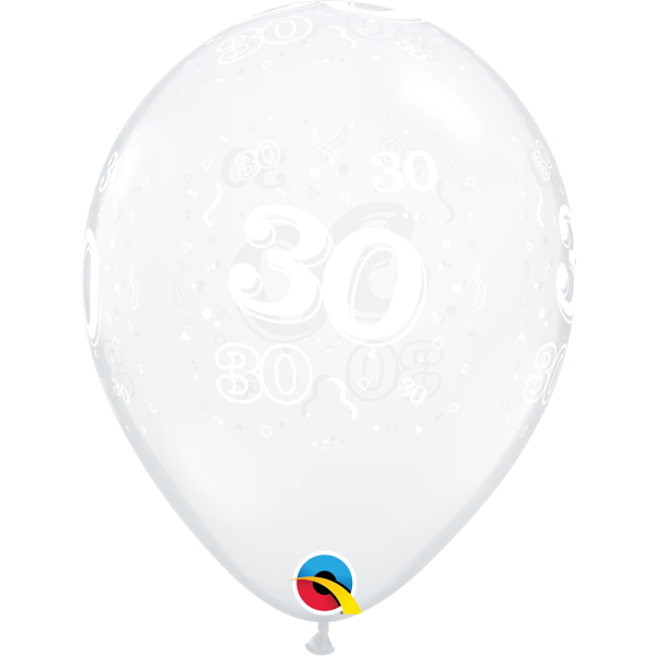 Latexballon Motiv Zahl 30, transparent