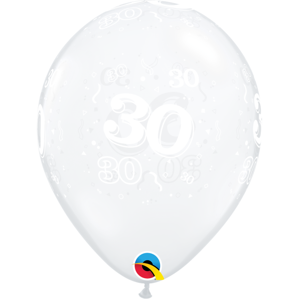 Latexballon - Motiv Zahl 30, transparent