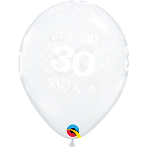 Latexballon - Motiv Zahl 30, transparent