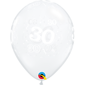 Latexballon - Motiv Zahl 30, transparent