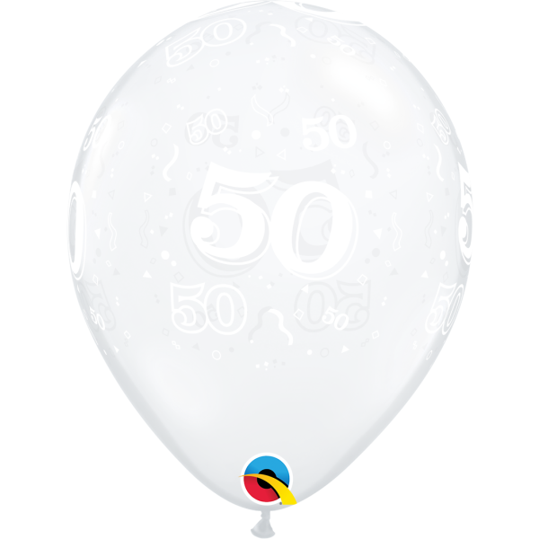 Latexballon Motiv Zahl 50, transparent