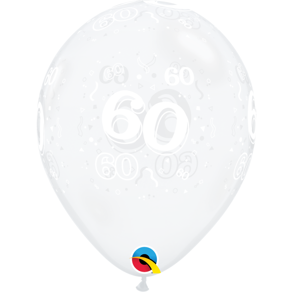 Latexballon Motiv Zahl 60, transparent