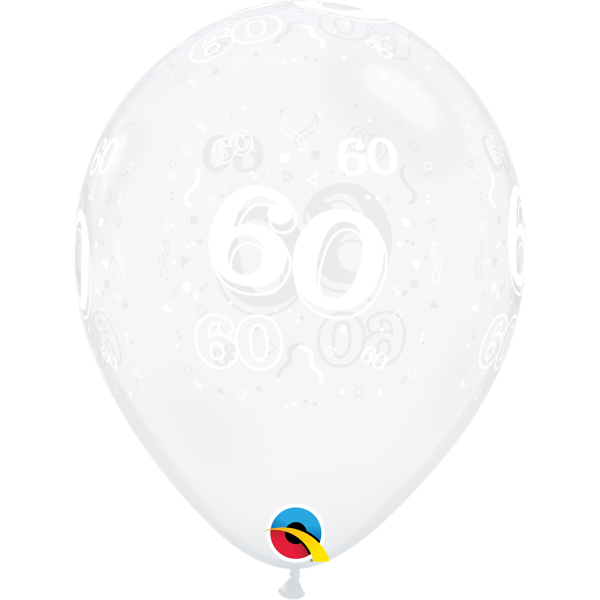 Latexballon - Motiv Zahl 60, transparent