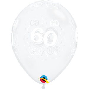 Latexballon - Motiv Zahl 60, transparent
