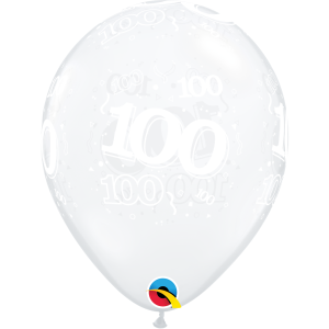 Latexballon Motiv Zahl 100, transparent