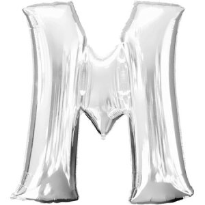 Folienballon - Buchstabe M - Silber - XXL - 86 cm / 0,07...