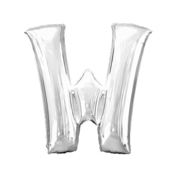 Folienballon - Buchstabe W - Silber - XXL - 86 cm / 0,07 m³