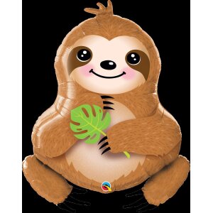 Folienballon - Figur Faultier mit Palmenblatt - XXL - 99 cm / 0,07 m&sup3;