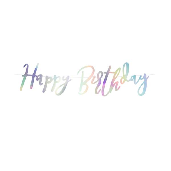 Girlande Happy Birthday iridescent