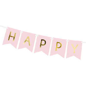 Wimpelgirlande - Happy Birthday rosa - 1,75m x 15 cm