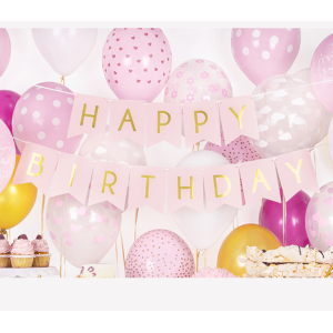 Wimpelgirlande - Happy Birthday rosa - 1,75m x 15 cm