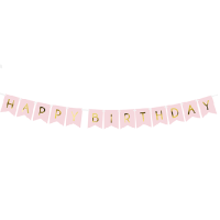 Wimpelgirlande - Happy Birthday rosa - 1,75m x 15 cm