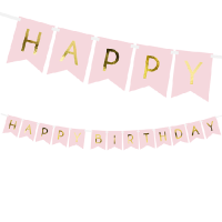 Wimpelgirlande - Happy Birthday rosa - 1,75m x 15 cm