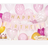 Wimpelgirlande - Happy Birthday rosa - 1,75m x 15 cm