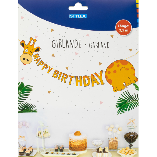 Girlande - Happy Birthday Tiermotive Giraffe - 2,55 m