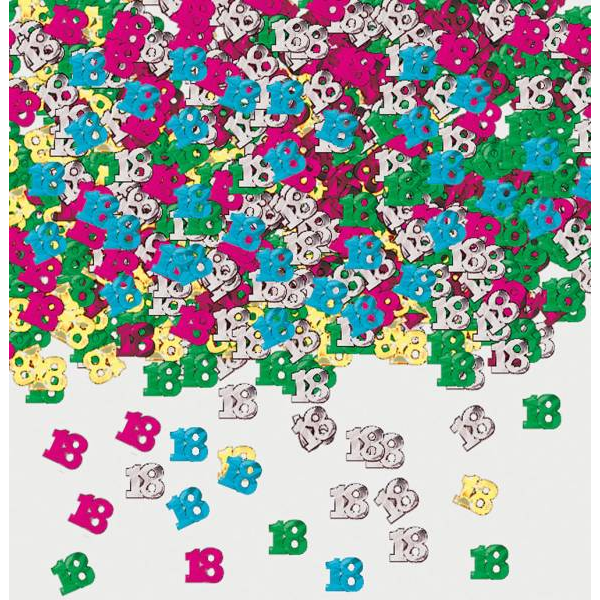Konfetti Zahl 18 - bunt