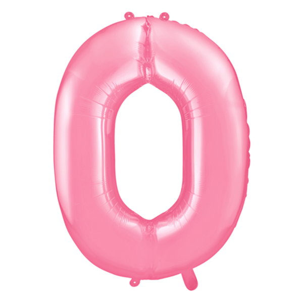Folienballon - Zahl 0 Rosa - XXL - 86 cm / 0,07 m³
