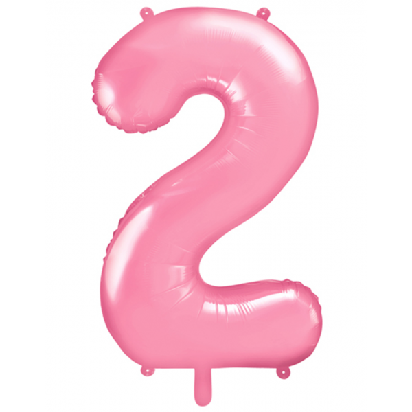Folienballon - Zahl 2 Rosa - XXL - 86 cm / 0,07 m³