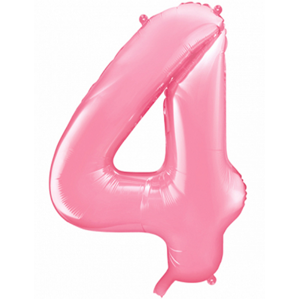Folienballon - Zahl 4 Rosa - XXL - 86 cm / 0,07 m³
