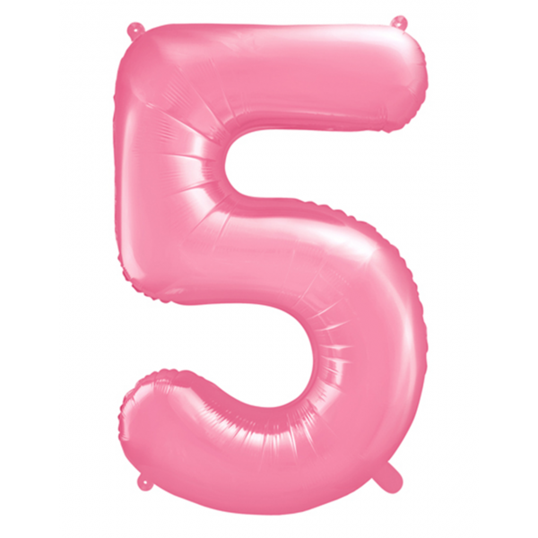 Folienballon - Zahl 5 Rosa - XXL - 86 cm / 0,07 m³