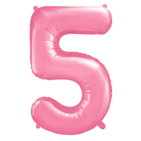 Folienballon - Zahl 5 Rosa - XXL - 86 cm / 0,07 m³