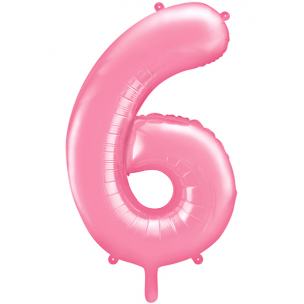 Folienballon - Zahl 6 Rosa - XXL - 86 cm / 0,07 m³