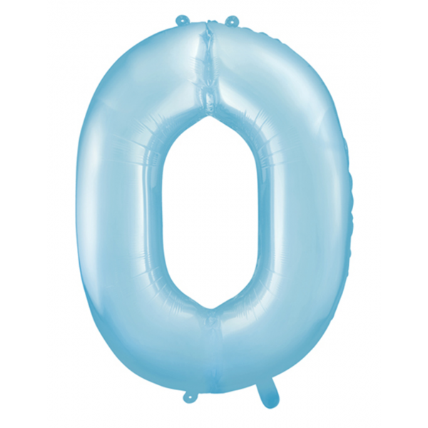 Folienballon - Zahl 0 Hellblau - XXL - 86 cm / 0,07 m³