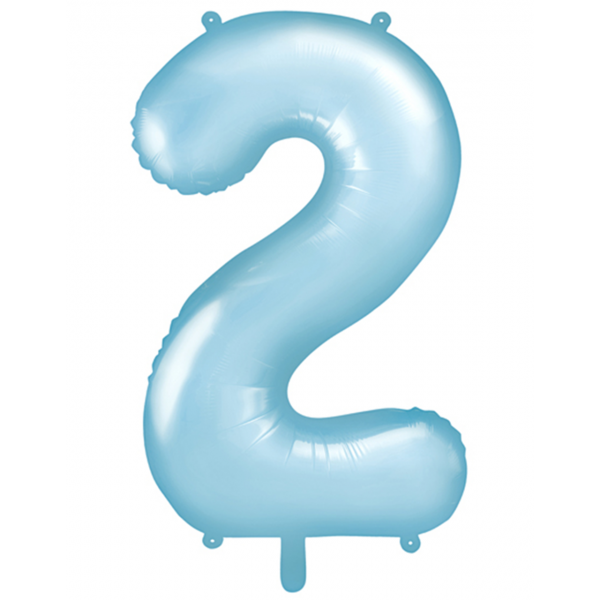 Folienballon - Zahl 2 Hellblau - XXL - 86 cm / 0,07 m³