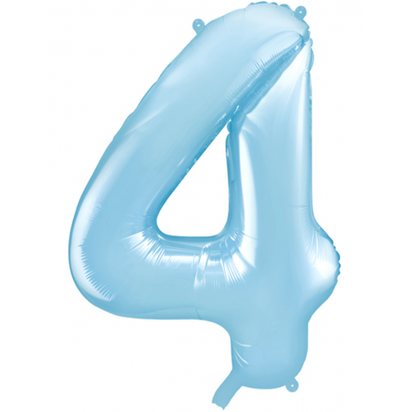 Folienballon - Zahl 4 Hellblau - XXL - 86 cm / 0,07 m³