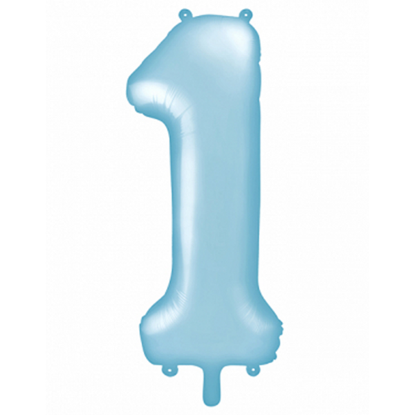 Folienballon - Zahl 1 Hellblau - XXL - 86 cm / 0,07 m³