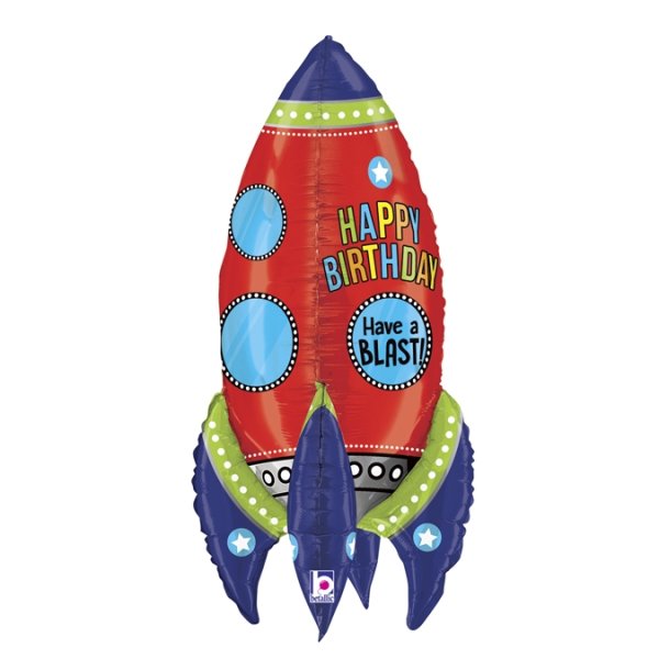 Ballon Rakete Happy Birthday - XXL/Folie - 91cm/0,07m³