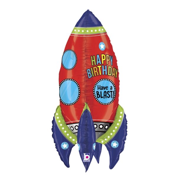 Folienballon - Figur Rakete Happy Birthday - XXL - 91cm/0,07m³